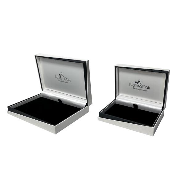 Off White Pendant Ring Packaging Boxes Clamshell PU Jewellery Gift Box