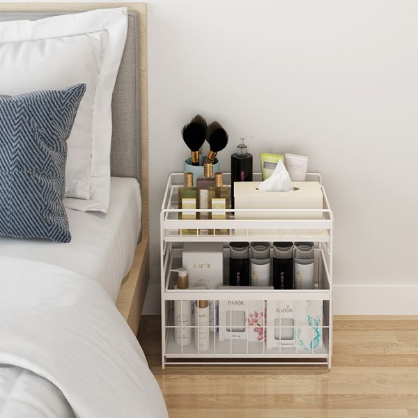 Bathroom Kitchen Stackable Double-layer Pull-out Storage Basket Spice Rack Basket  Under Sink Organizer Bathroom Shelf