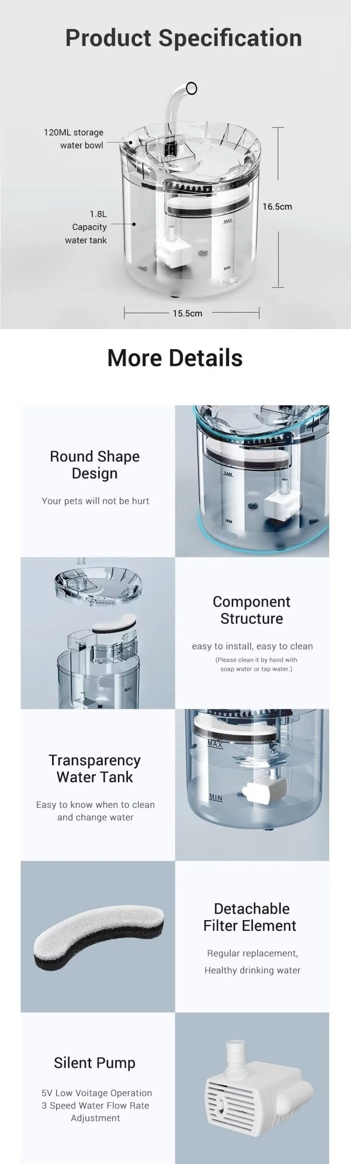 2L Smart Automatic Pet Water Fountain Pet Drinking Dispenser