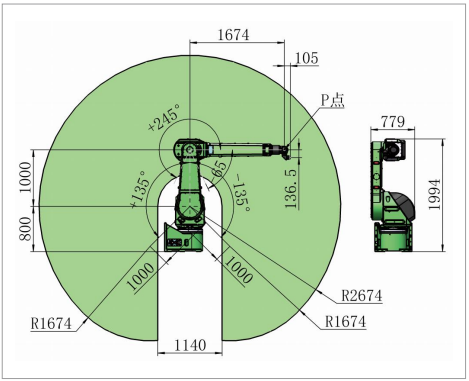 Robot de pintura para muebles y hardware GR6100-2700 Carga útil 10 kg alcance 2674 mm