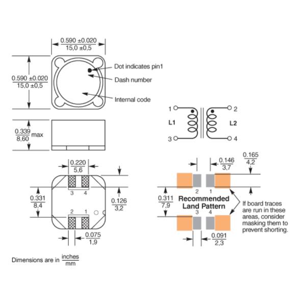 Индуктор силы держателя SMD MSD1583-103MED поверхностный для применений Flyback