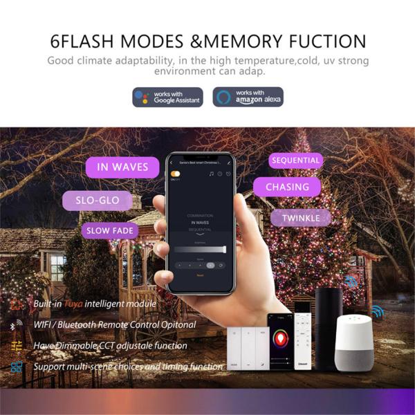 Smart Wi-Fi RGB Festival Decorative IP44 Waterproof Christmas Lamp LED Tree Lighting Indoor Outdoor Lights String