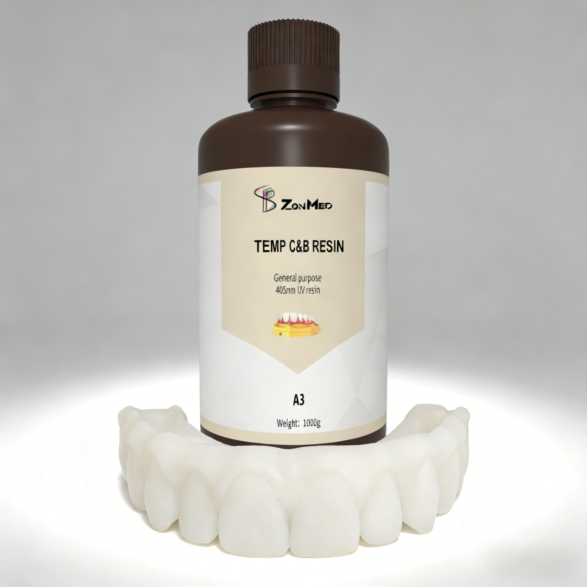 Self cured 3D printing temporary crown resin suitable for regular DLP printer and LCD printer offering polymerization method