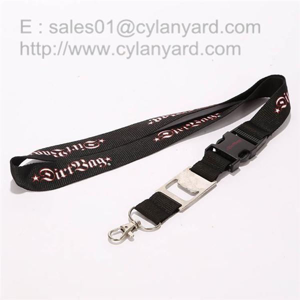 Functional metal beer bottle opener lanyards, imprint lanyard with metal bottle opener,