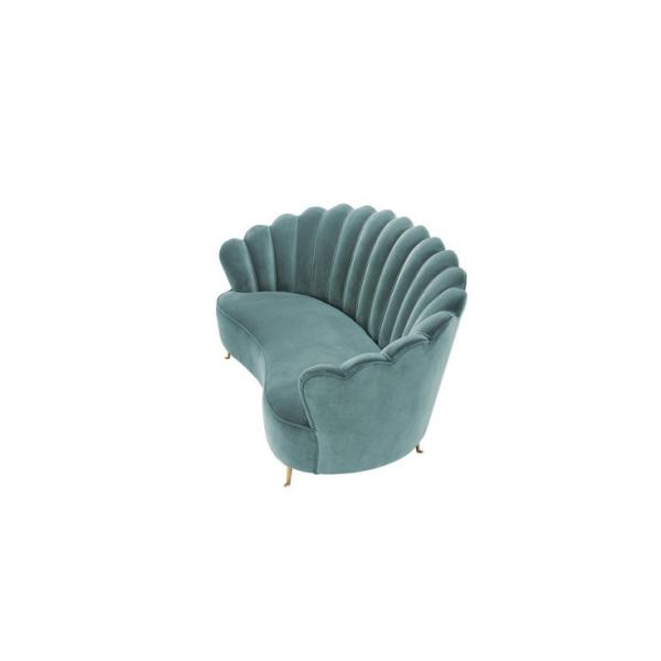 French class 2 seat lounge birch wood blue velvet fabric stainless steel leg luxury for wedding event living room