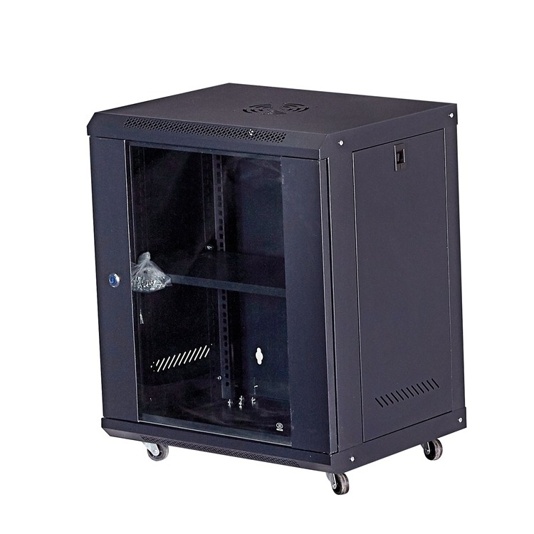 Stock 12U 530*400*600 Network Server Cabinet with Toughened Glass Door or Mesh Door