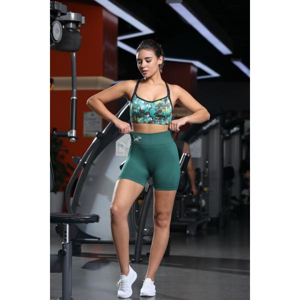 Ladies' High Waist Yoga Shorts Quick Dry Fabric Mesh Panels Built-In Liner