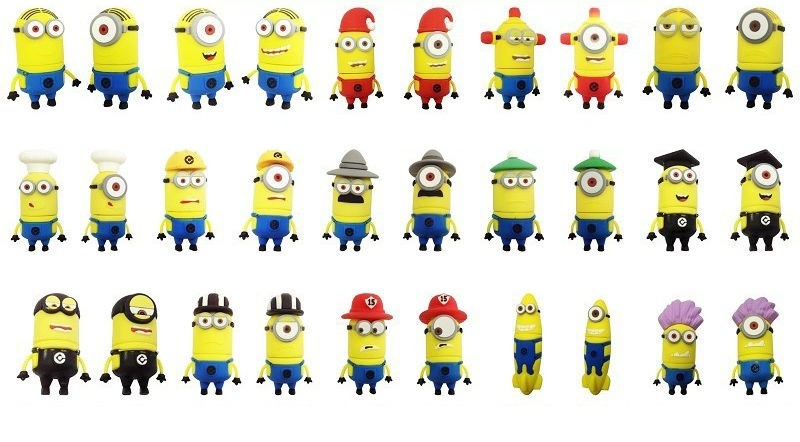 Милые форменные миньоны мультяшный персонаж ПВК флэш-накопитель USB 2,0 и 3,0