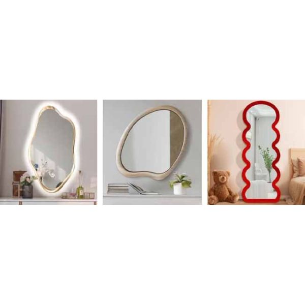 Irregularity Pink Vanity Mirror Fashion Princess Cloud Makeup Mirror Daily Makeup Korean INS Hanging Mirror