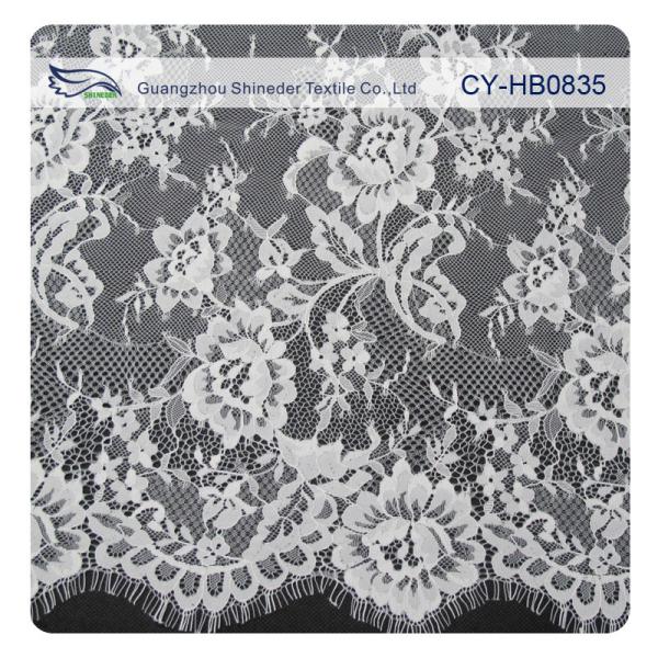 100 Nylon Swiss Voile Chantilly Lace , Customized French Lace Fabric