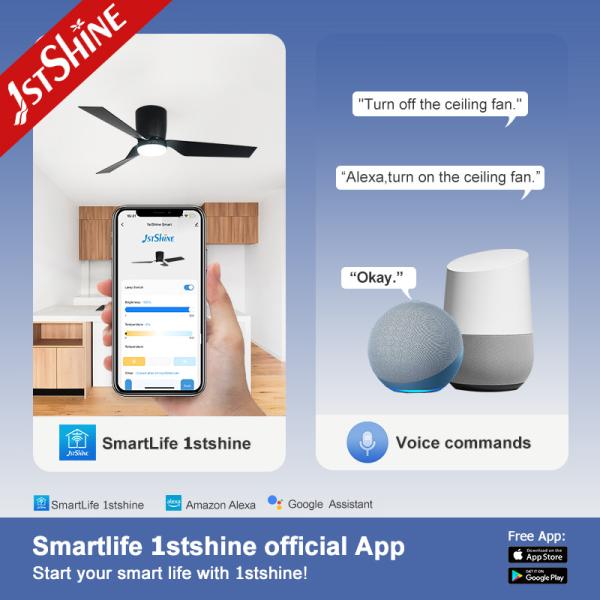 Low Profile Ceiling Fan with Safety Remote Control and 3 Color LED Light by 1stshine