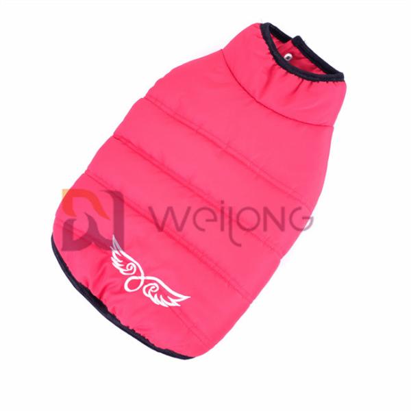 Silver Snaps Pet Jacket Red Pongee Winter Cotton Dog Padded Jacket