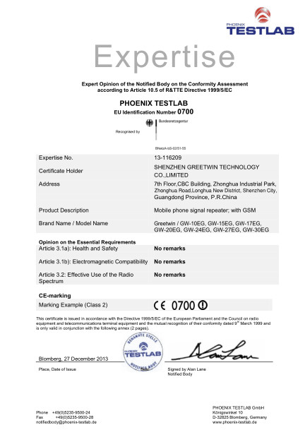 Shenzhen Greetwin Technology Co.,Limited Сертификации
