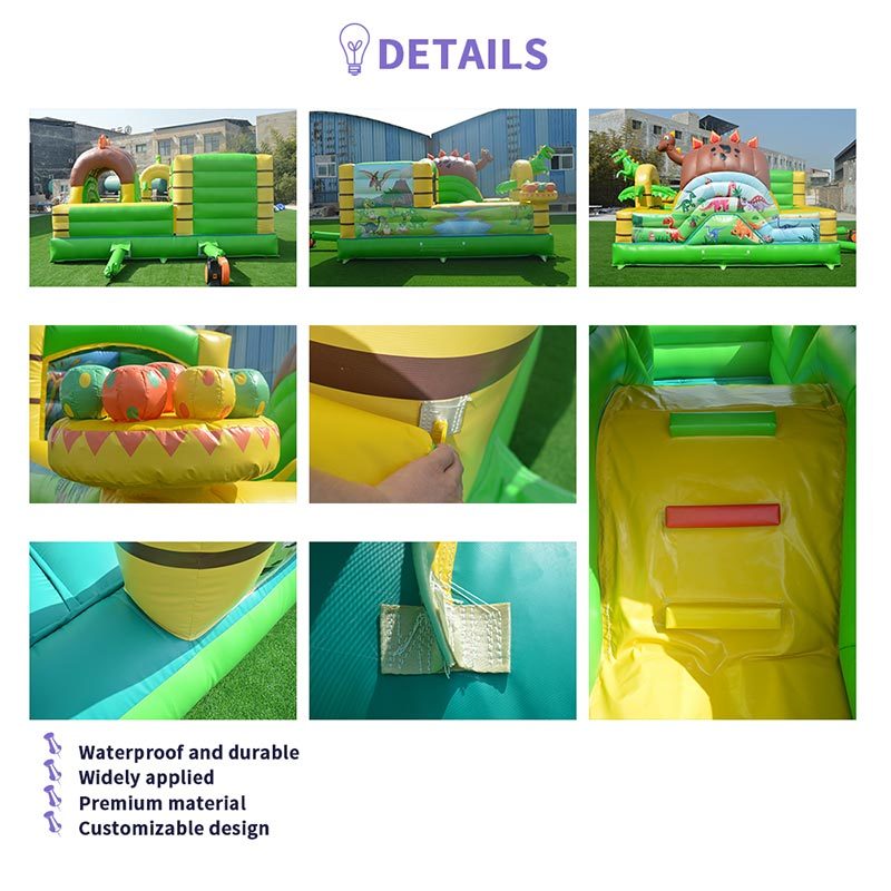 Jurassic Dinosaur Inflatable Bouncer Combo with Slide Commercial Grade PVC Kids Party Rental Bouncy Jumping Castle