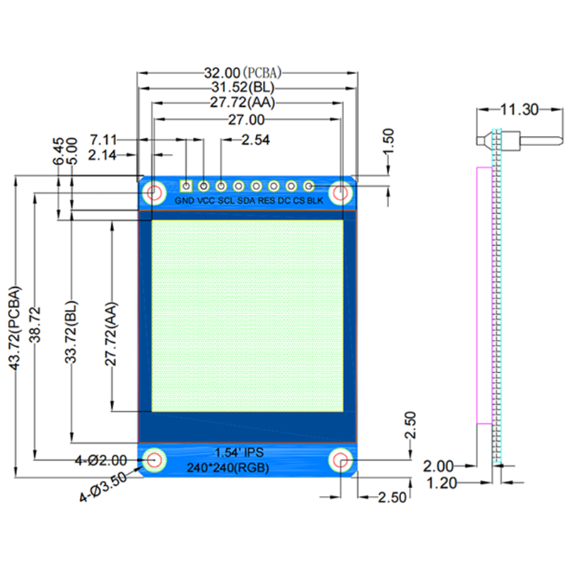 1.54-inch 240x240 high-definition TFT display st7789,segment lcd display,segment lcd