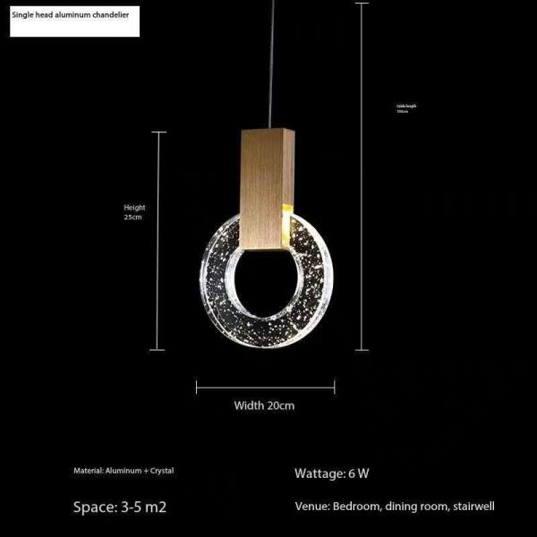 Modern Crystal Ring Chandelier Creative Villa Hotel Restaurant Gold Pendant Light Staircase Chandeliers