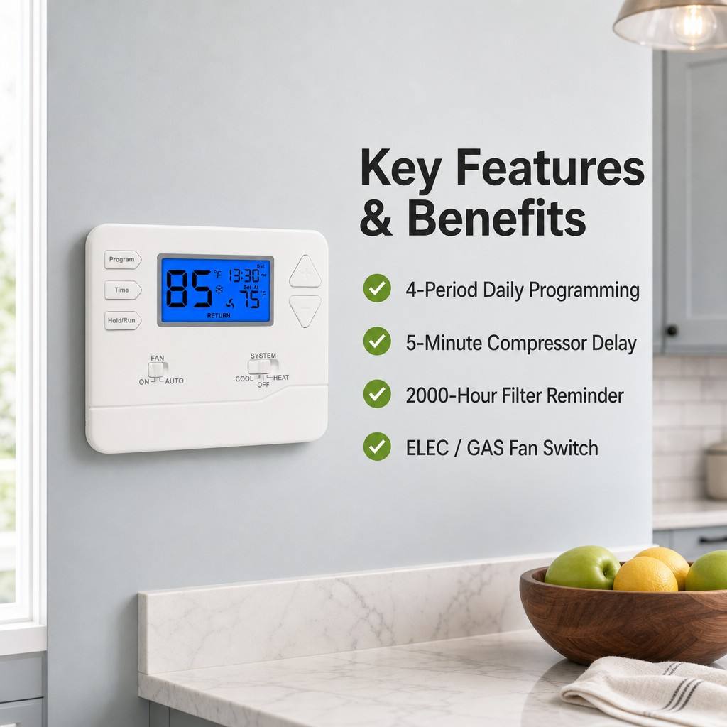 Riseem Programmable Electronic Room Thermostat for COOL System Operation in HVAC Efficiency and Management Control System