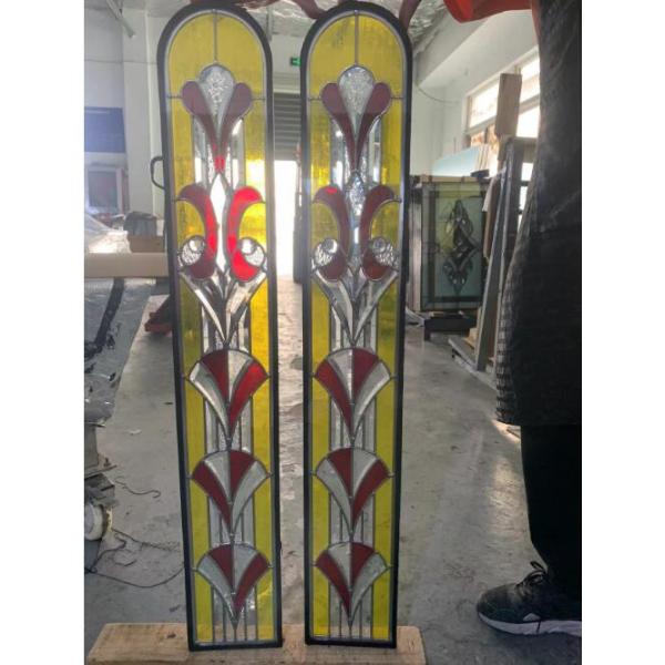 Конфигурационные круглые верхние цветные стеклянные вставки для внутренних дверей с цинковым камингом