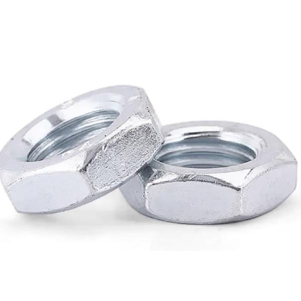 M4 M8 Aço carbono Galvanizado Preto Plain Hexagon Nuts Revestimento de zinco Branco Azul Negro