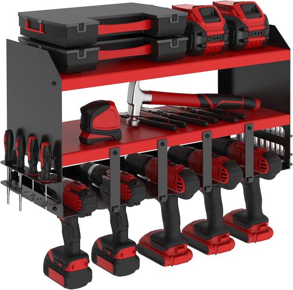 Logotipo Forma Pegboard Organizador de ferramentas elétricas com 5 ranhuras de perfuração e suporte de chave de fenda