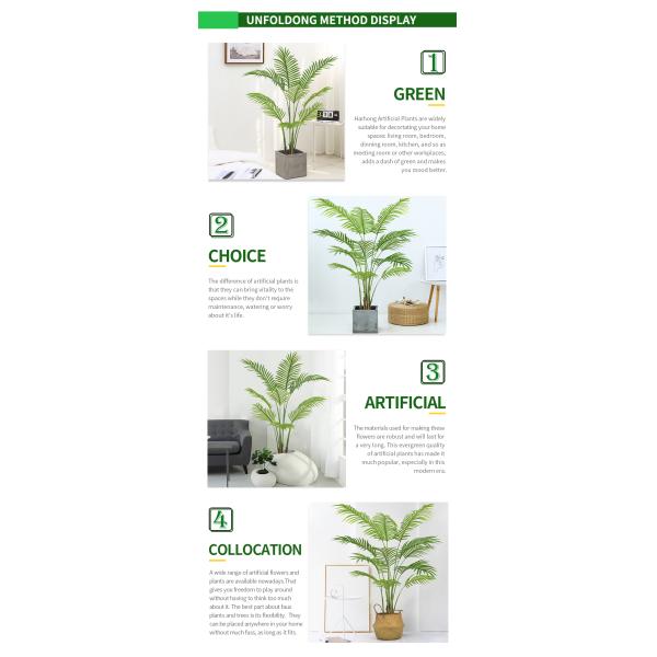 PONY Artificial Floor Palm Tree Indoor Decor Potted No Water Natural Look