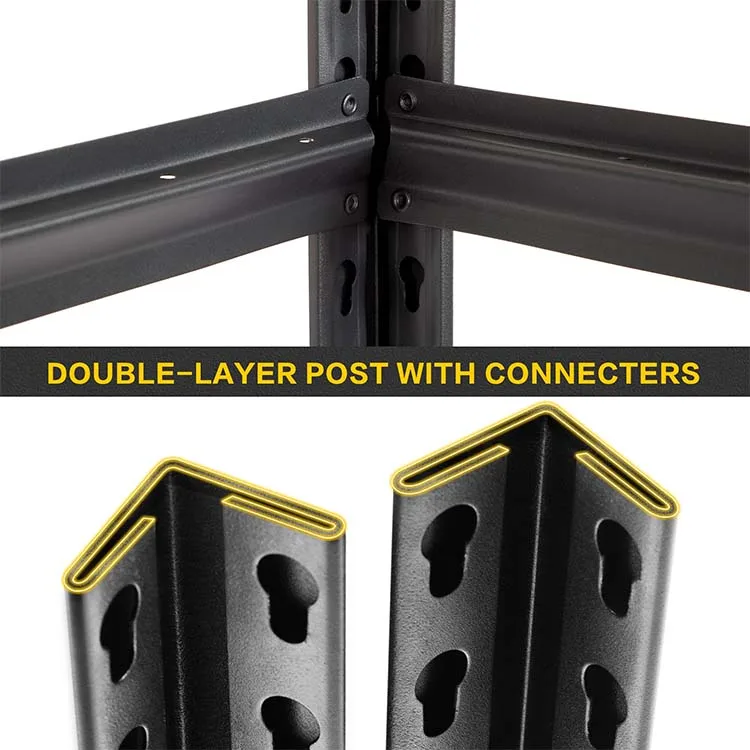 Черный металлический гаражный стеллаж 5-х полков Стальные полки Тяжелая кладовая полка