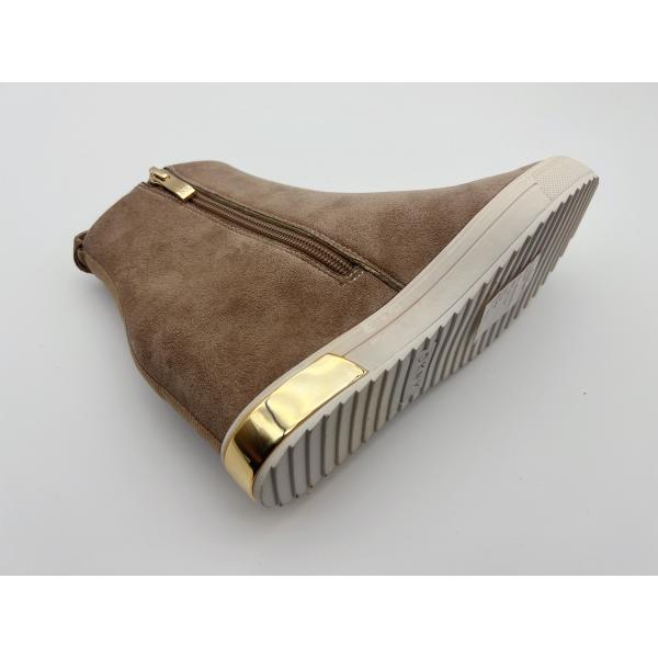 High Top Tan Leather Hiking Shoes Lightweight With Metal Zipper