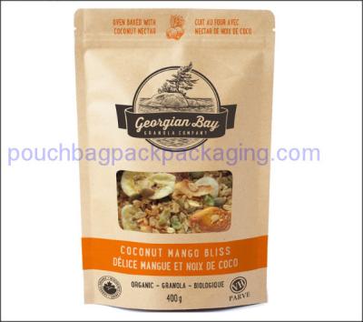 Brown kraft paper bag, stand up pouch with zipper resealable for food