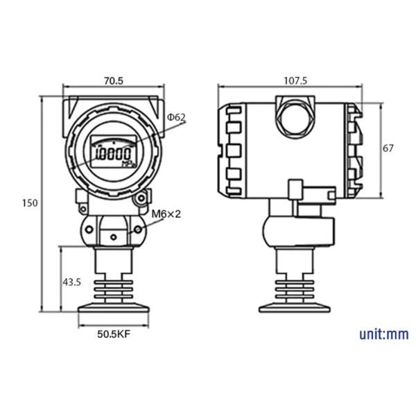 Industrial 2188 Pressure Transmitter Flat Membrane Type 4-20mA LCD 24VDC
