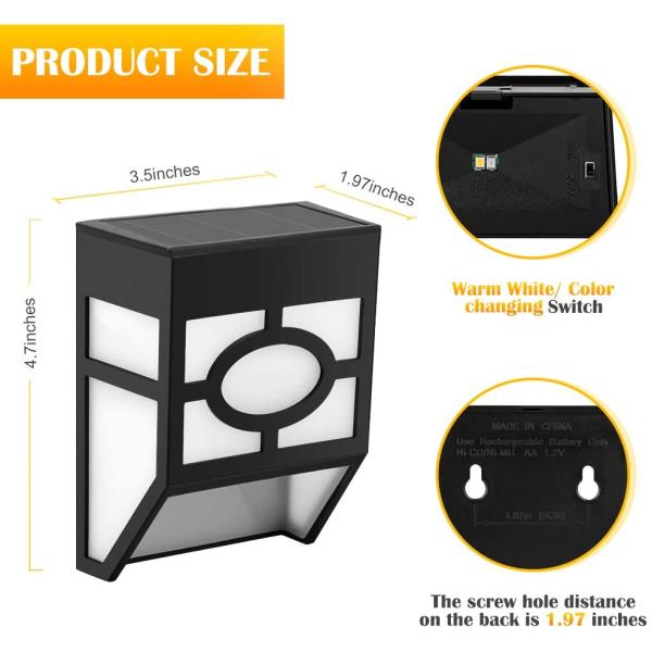 Garden Gutter Fence Outdoor Wall Mounted Solar Lights 2700K 75 lm/w