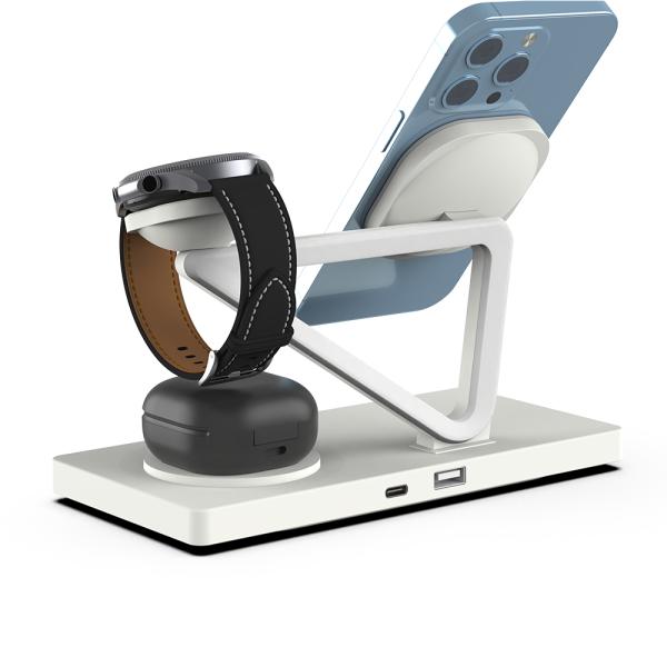 T216 Soporte de cargador rápido inalámbrico Relojes Apple y Samsung Cargador 15W/10W/7.5W/5W Luz nocturna incorporada