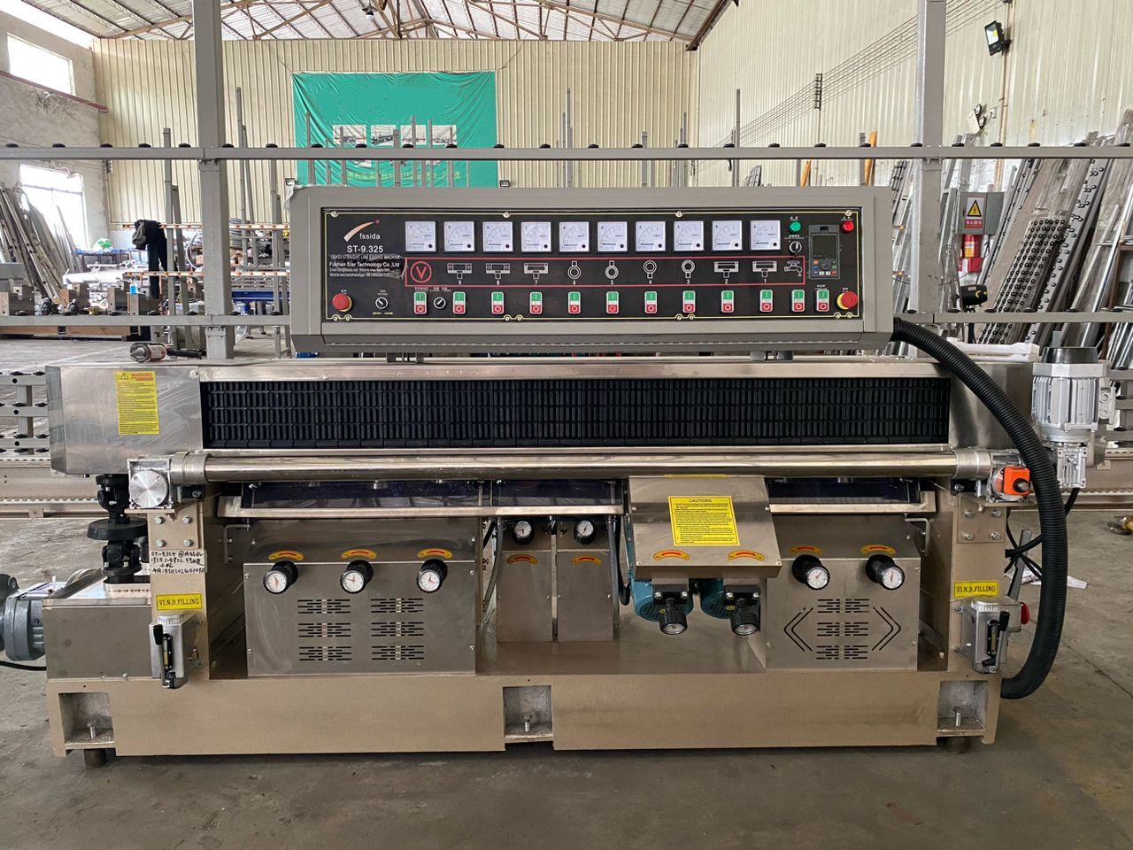 Nine Motor Glass Edging Machine 0-15m/Min For Polishing Glass Edge