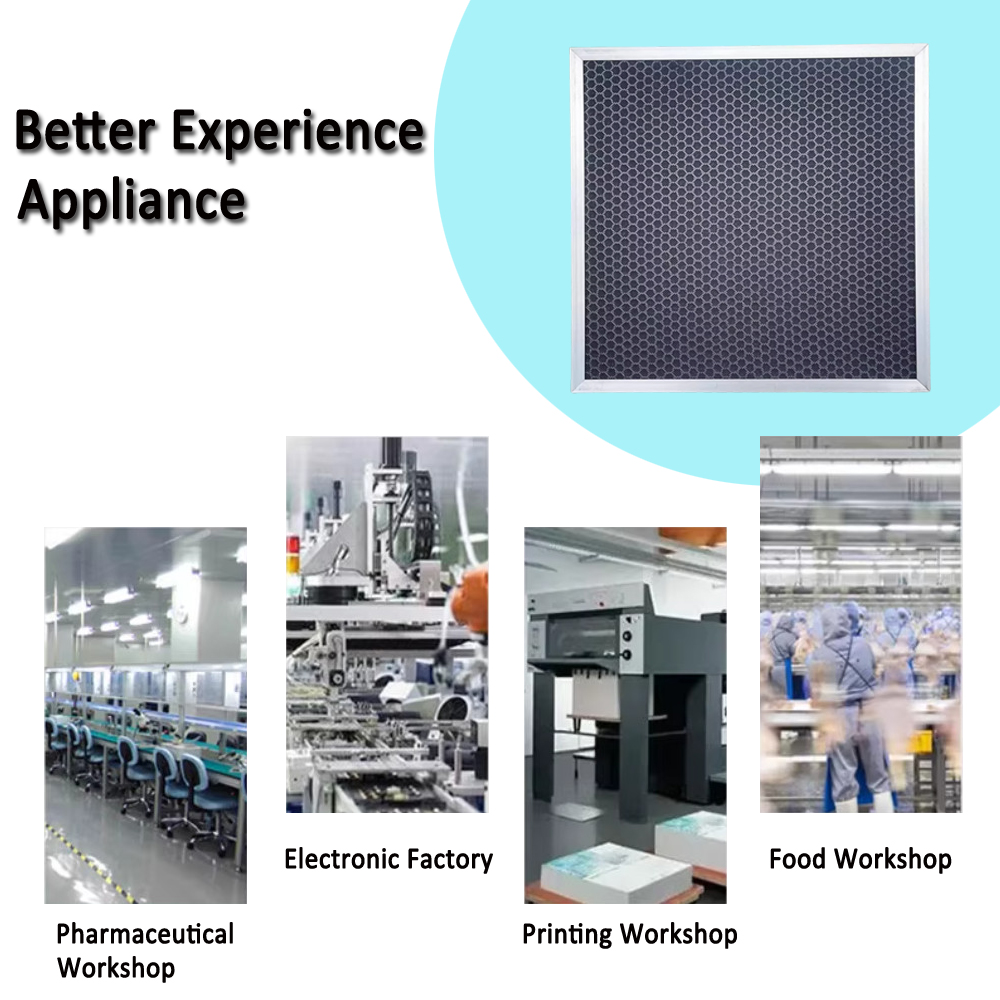 High Permeability Air Purifier Carbon Filter with Honeycomb Activated Carbon Particles for Anti-bacterial Odor Removal