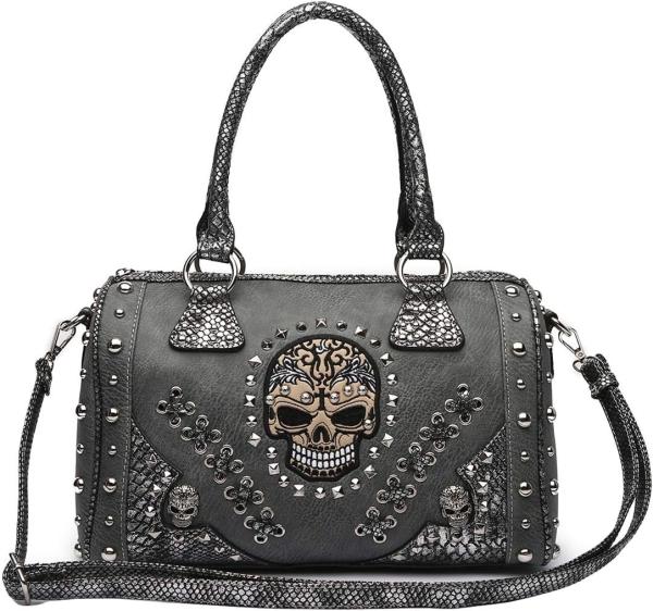 SUGAR SKULL DAY OF THE DEAD PUNK ART PURSE REMOVABLE STRAP WOMEN SATCHEL HANDBAG SHOULDER BAG WALLET SET