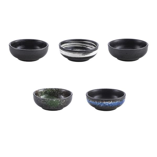 Savall Black Porcelain Dishes Set 136ml Diameter 12.2cm Black Porcelain Bowls