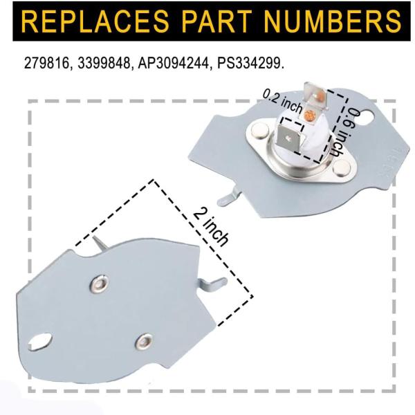 Home Appliance Parts Clothes Dryer 3399848 3977393 Thermal Fuse Temperature Fuse