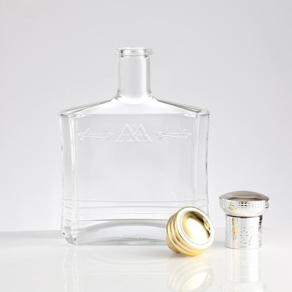 500ml Glass Collar Square Vodka Whisky Bottle Wine Glass Bottle