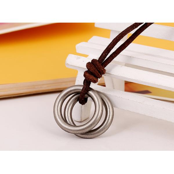 Double circle head layer cowhide necklace restoring ancient ways Leather necklace