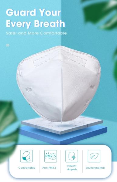 White Color KN95 Face Mask , 5 Layer KN95 Dust Mask Low Breath Resistance