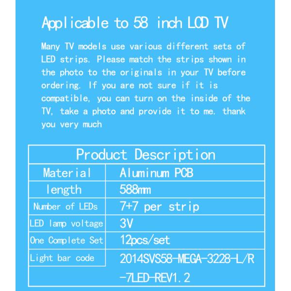 для Samsung UA58J50SWAJ/XXZ Light Bar 2014SVS58-MEGA-3228-L-7LED-REV1.2