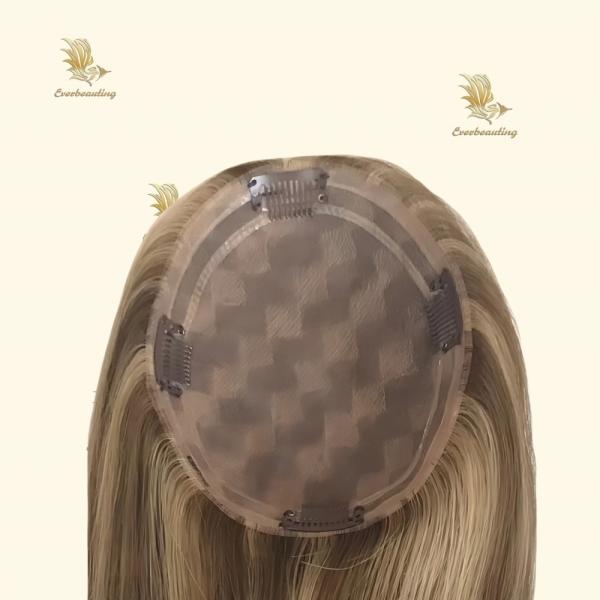 Human Hair Virgin Cuticle Aligned Silk Mono Base Mongolian Hair Topper for Women