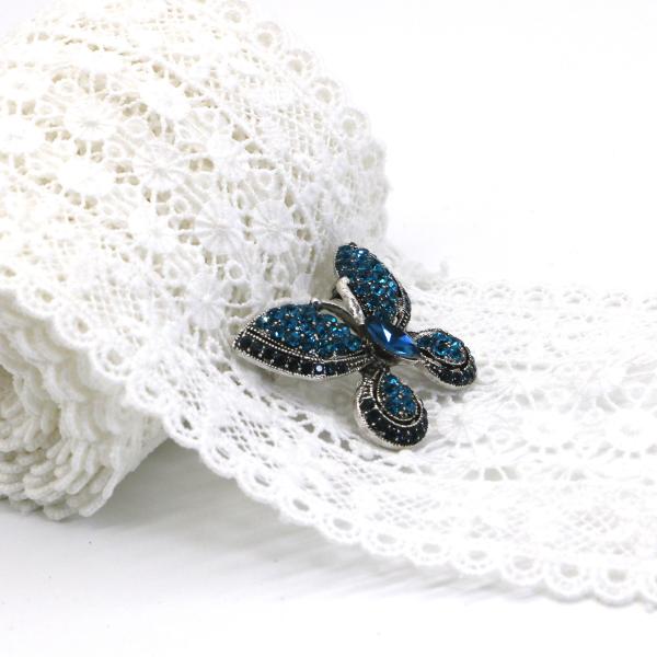 Green Alloy Fashion Brooch Pin , Butterfly Diamond Brooch 2.8cm Height
