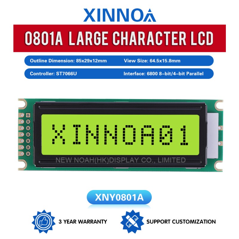 Yellow Green Film 0801A Character LCD Screen 01*8 LCD 8*1 0801 14 PIN