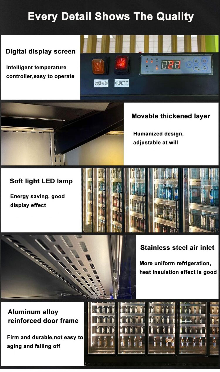 Холодильник дисплея двери Multideck дизайна моды стеклянный для напитка со светом СИД