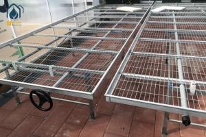 Indoor Greenhouse Wire Mesh Seed Bench Adjustable Height Nursery Seedbed Rolling