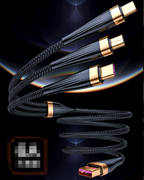 3-in-1 Sparkle USB Charging Cable, Braided TPE 1.25m/2m - Compatible with iPhone/Type-C/Micro-USB Devices