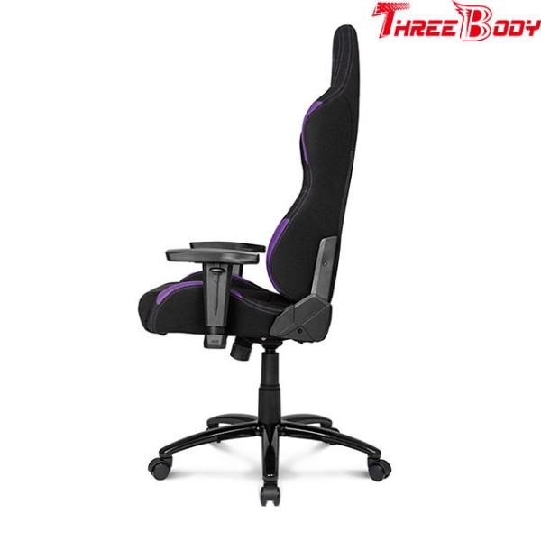 Breathable  High Back Leather Gaming Chair Black And Purple Adjustable Armrests