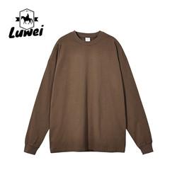 Wholesale Streetwear Embroidered Gym Sports Oversized Brown Hoody 100% Cotton Crewneck Sweatshirt Men's Hoodies