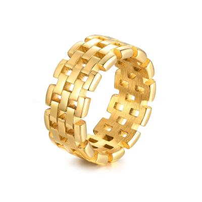 Anneaux de mariage en acier inoxydable 8 mm plaqué or avec évaluation par un tiers et styles creux