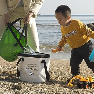 Collapsible Bucket 5.3 Gallon Portable Camping Outdoor Buckets Water Container Basin Foldable for Hiking Travel